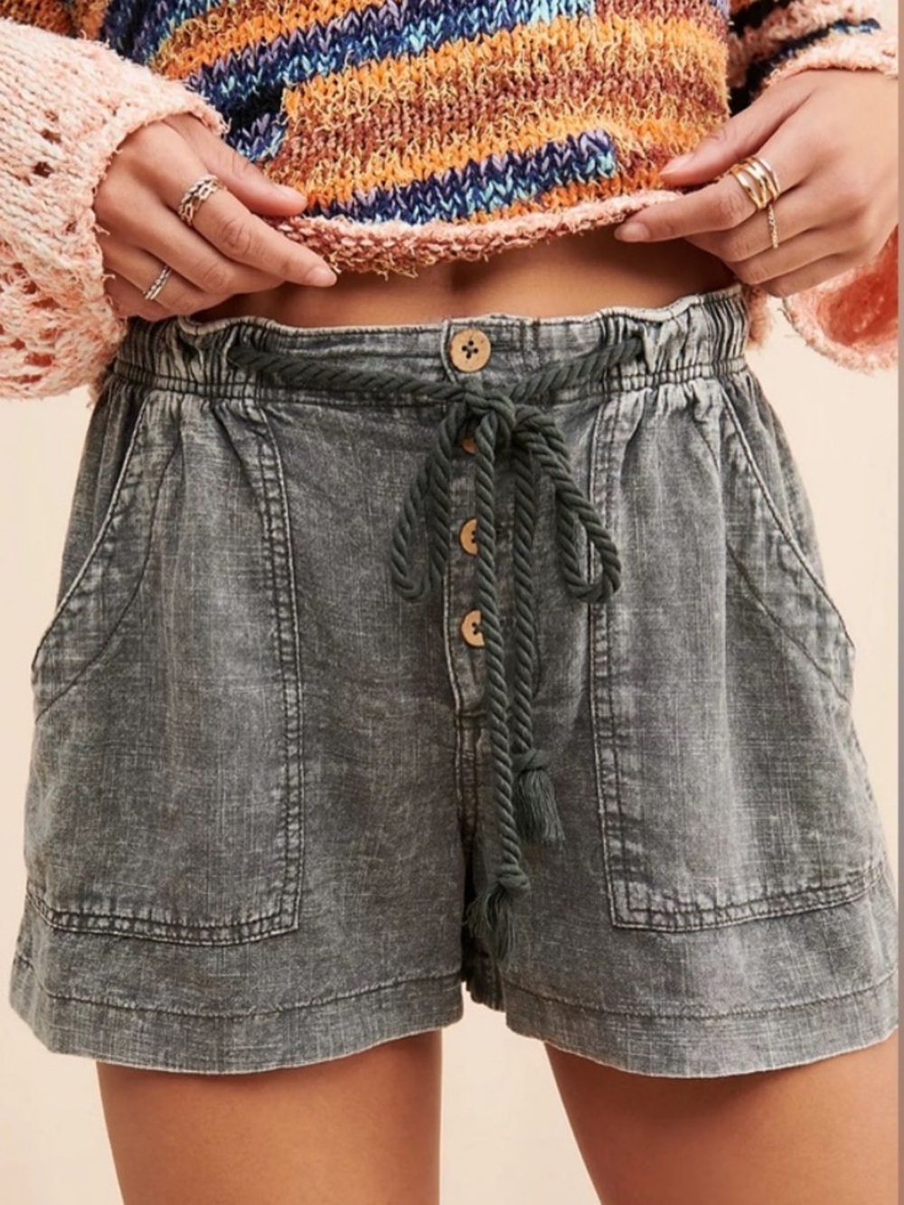 FREE PEOPLE➕Westmoreland Pull-On Linen Shorts
